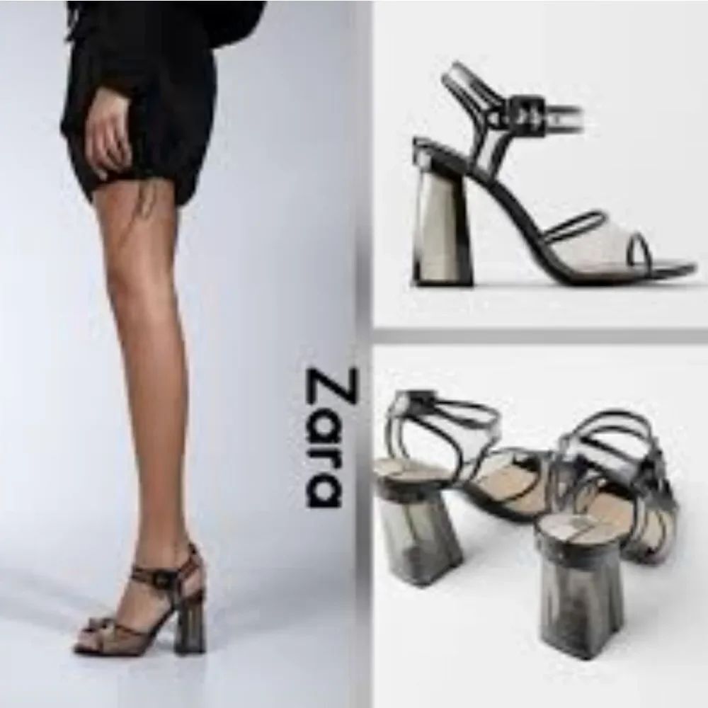 ZARA TRANSPARENT VINYL UPPER BUCKLE ANKLE SUMMER WOMEN'S SANDAL